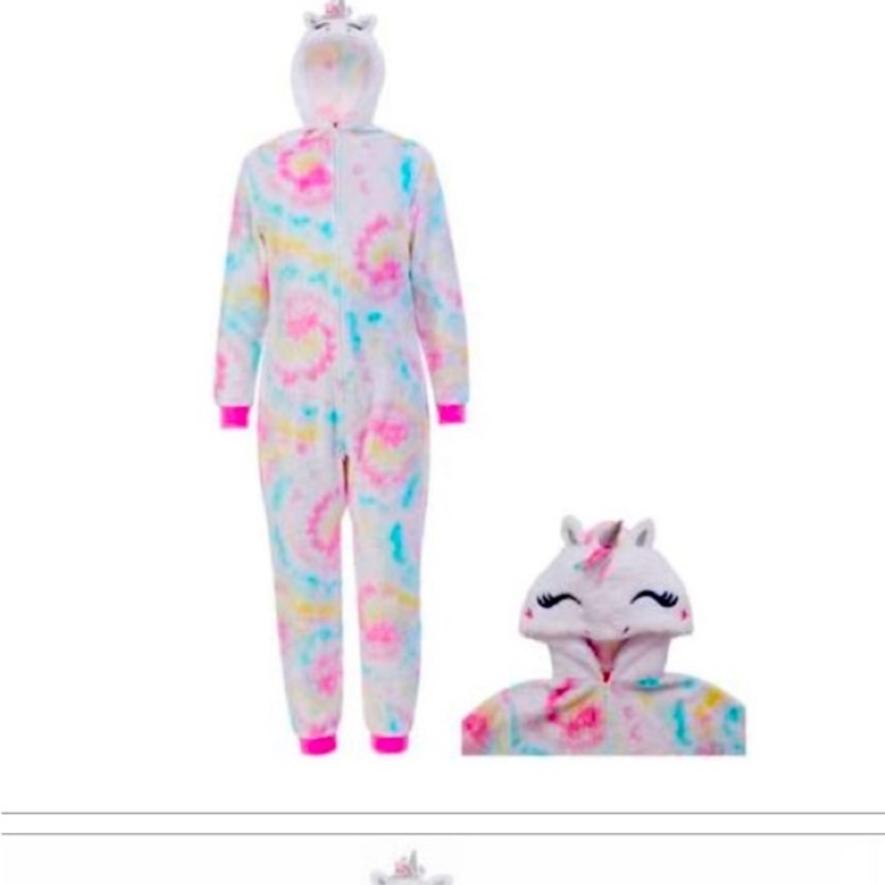 Girls Unicorn fleece pajamas / onesie